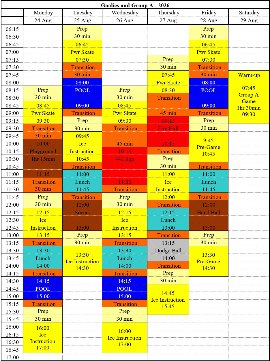 2026 Schedule - Group A